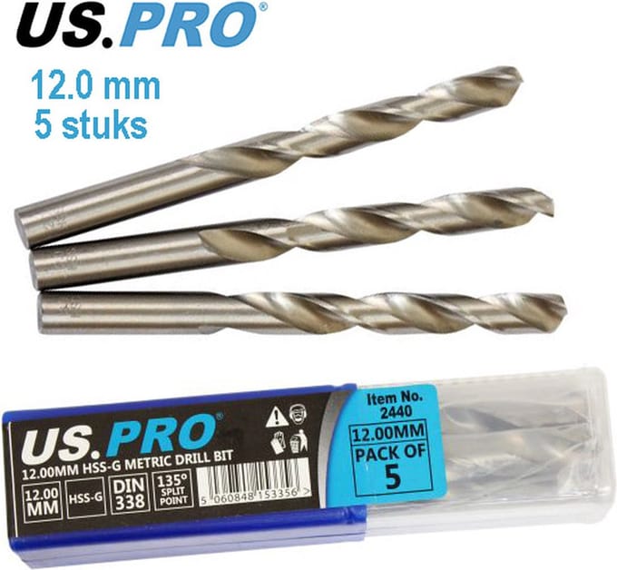 Metaal boren HSS-G 12.0 mm (5 stuks)