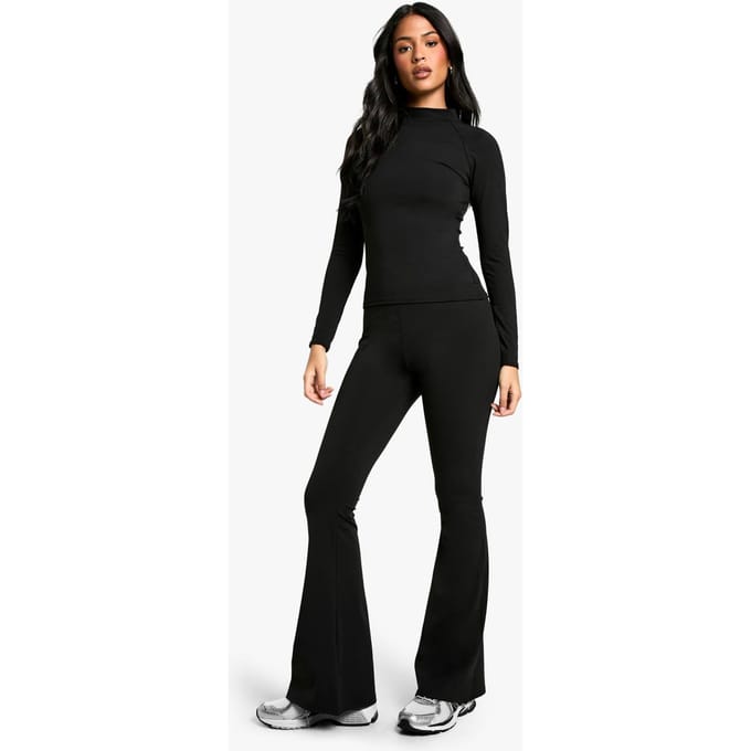 boohoo Dames Tall Premium Sculpt Flares | Zwart | Maat: 36
