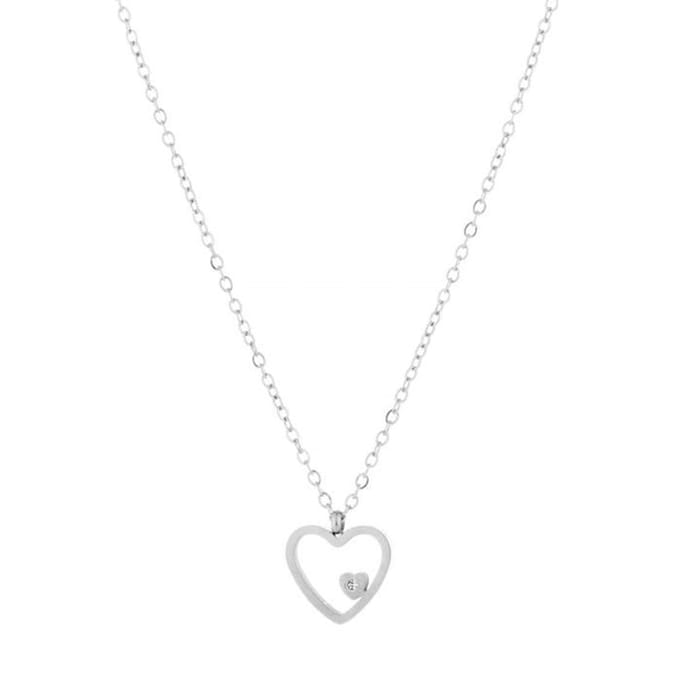 Bijoutheek Ketting hart steen Zilver