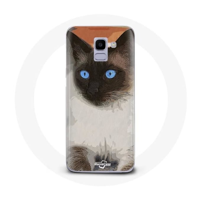 Coque pour Samsung Galaxy A6 2018 Siamois Noir et blanc Yeux Bleus