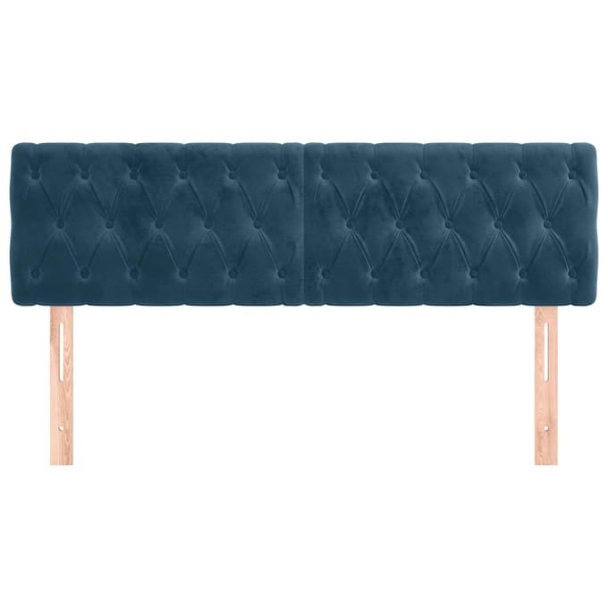 vidaXL - Hoofdborden - 160x7x78/88 - cm - fluweel - donkerblauw