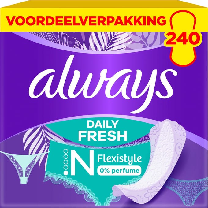 Always Daily Fresh Slim Flexistyle Inlegkruisjes - 0% Parfum - 8 x 30 Stuks