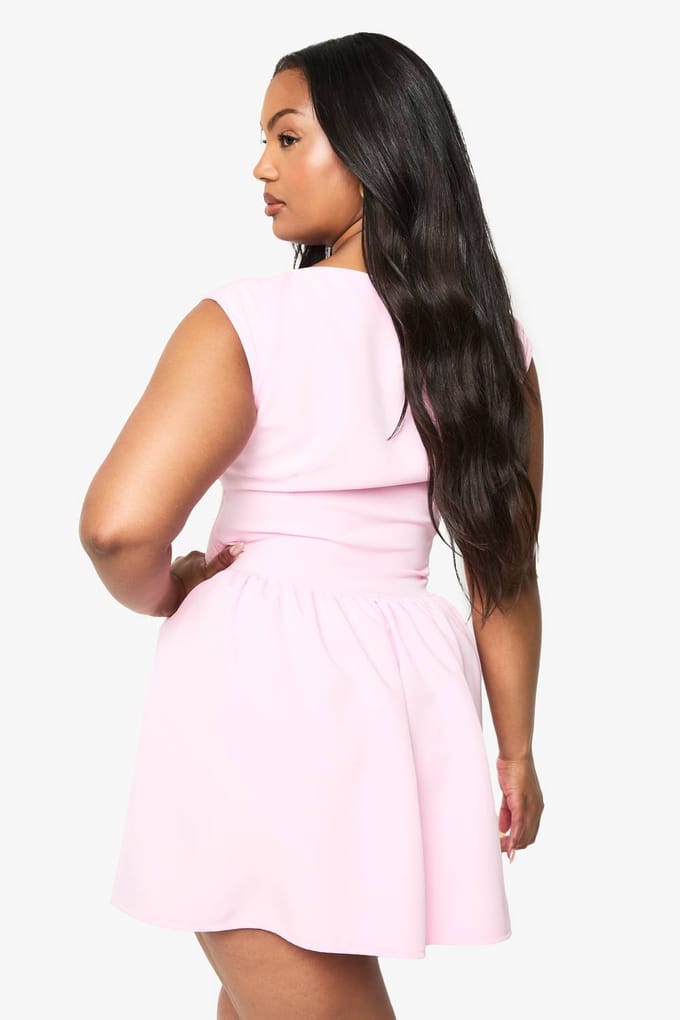 boohoo Dames PLUS SLASH NECK MINijURK | Baby Pink | Maat: 24