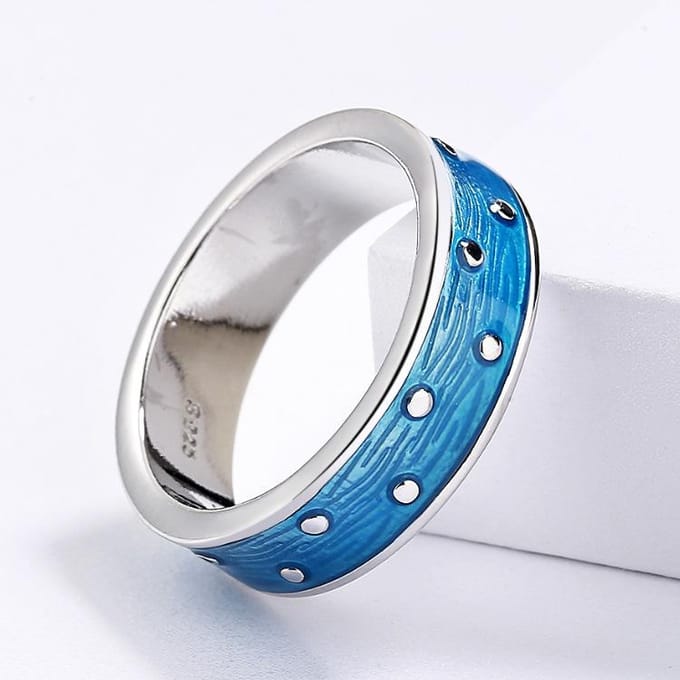 Ensemble de bijoux en émail bleu marine, boucles d'oreilles, bague, boucles d'oreilles, accessoires polyvalents, simples et polyvalents gray
