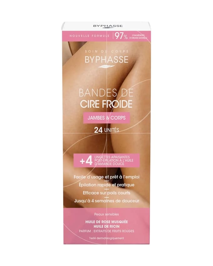 Set, Byphasse, Cire Froide, Bandes de Cire pour l'Épilation, Pour les Jambes, 24 pcs