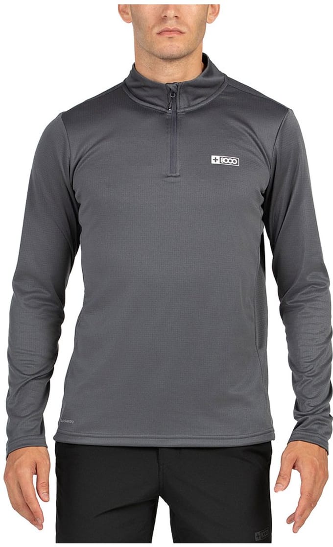 +8000 Portu Half Rits Lange Mouw T-shirt Grijs M Man