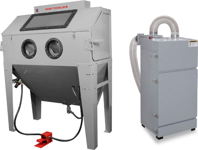 Straalcabine 420 L pro met externe cyclonische afzuiging MW Tools CAT420FC