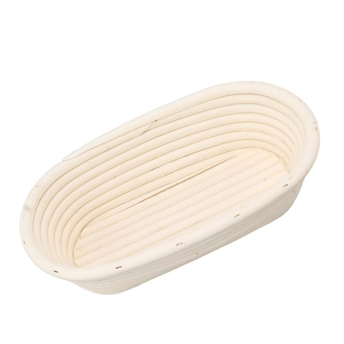 25cm Broodrijsmand Set Ovaal Natuurlijk Rotan Zuurdesem Riismand Deegschraper Doek white