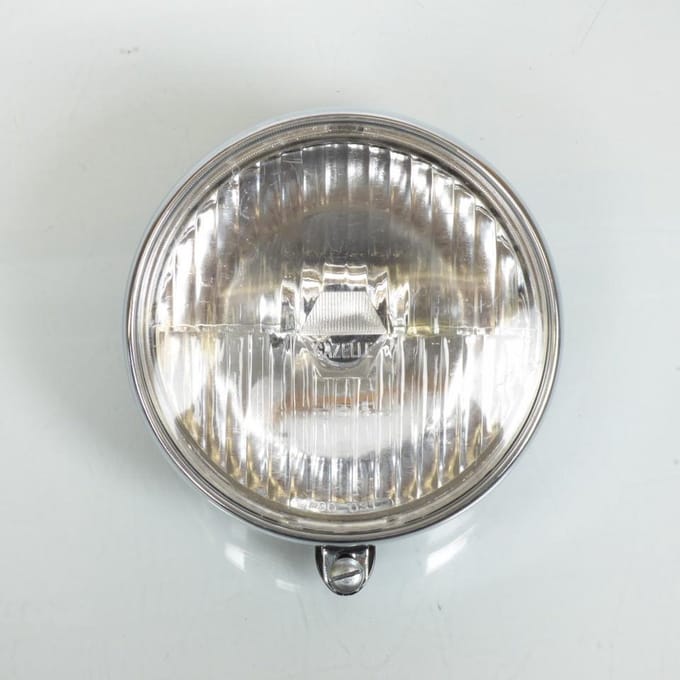 ronde koplamp optisch zwart chroom rand voor bromfiets mbk 51 swing