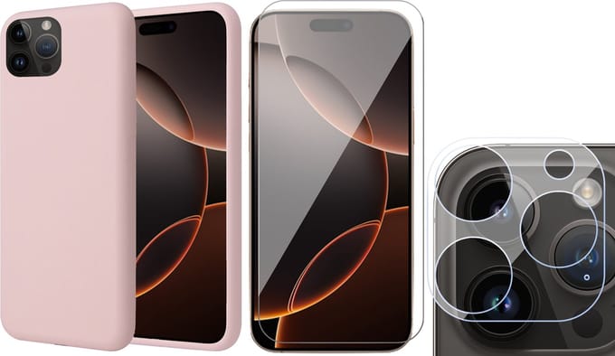Hoesje geschikt voor iPhone 16 Pro Max - Screenprotector Glas & Camera - Matte Case Roze met Fluweelzachte Binnenzijde