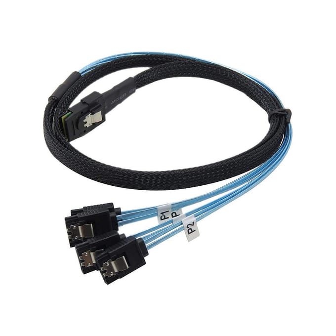 Mini SAS SFF-8087 naar 4 SATA harde schijf kabel server datakabel met 12Gbps transmissiesnelheid 0.5M zwart