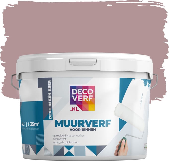 Decoverf muurverf mat vorstelijk roze, 4L