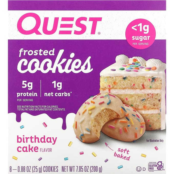 Quest Nutrition Protein Frosted Cookies (8x25g) Birthday Cake - Functionele voeding - Eiwit Snacks