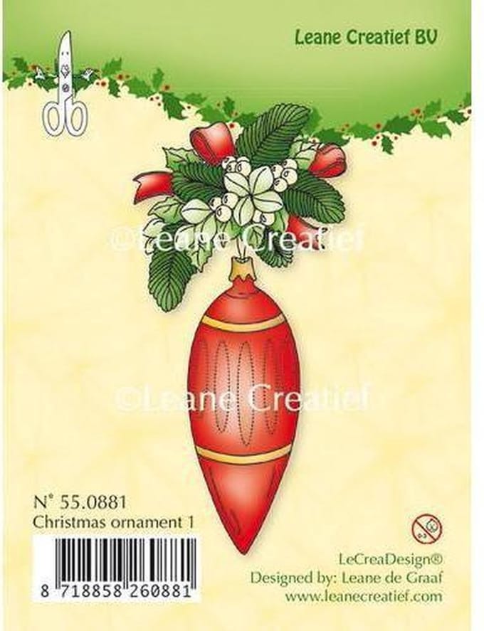 Leane Creatief - stempel Christmas ornament 1 55.0881- kerstbal 4 x 9,5 cm - kerstmis