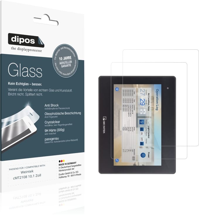 dipos – 2x Pantserfolie geschikt voor Weintek cMT2108 10.1 Zoll | 9H Screenprotector