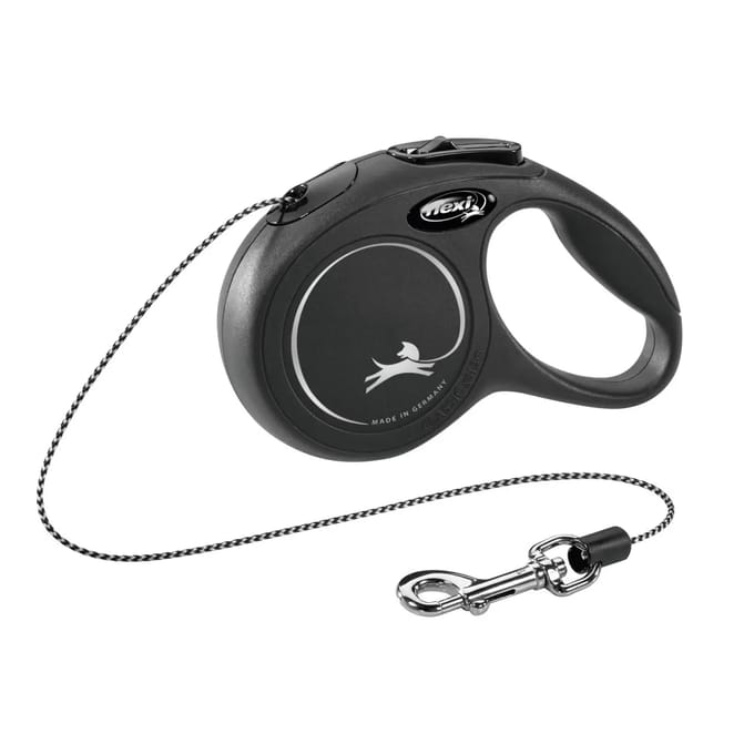 Flexi New Classic Koord - Hondenriem - Zwart - XS - 3 m - <8 kg