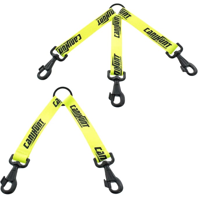 Hondenduo riem platte band 2 karabiners Canihunt Hunter