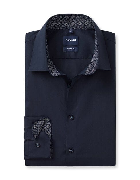 OLYMP No. Six Overhemd, Super Slim, Kent, Marineblauw