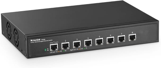 8-poorts 10G Unmanaged Ethernet Switch - Plug and Play Netwerkswitch met Auto-Adapter
