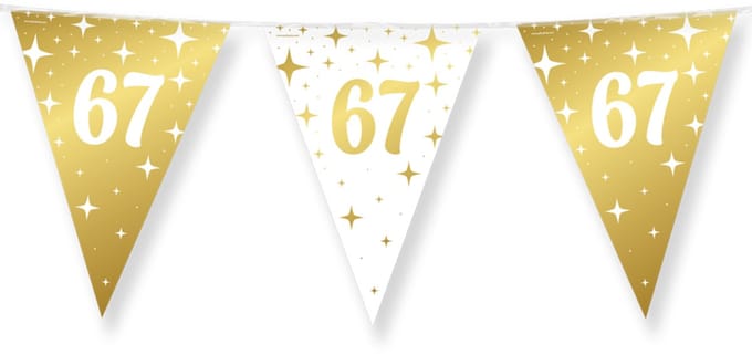 BTH – Slinger 67 Jaar – Wit-Goud – Verjaardag Versiering – Pensioen Feest – 67 Jaar versiering – 10m