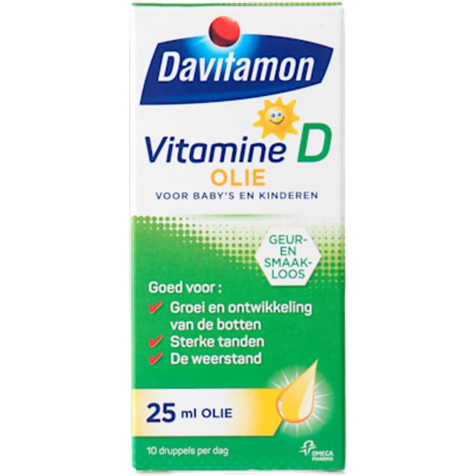 Davitamon vitamine D olie baby en kind - bevat vitamine D3 – vitamine D druppels suikervrij - 25ml