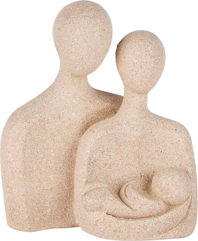 Dekoratief | Deco koppel m/kind, beige, resina, 12x7x13cm | A250500