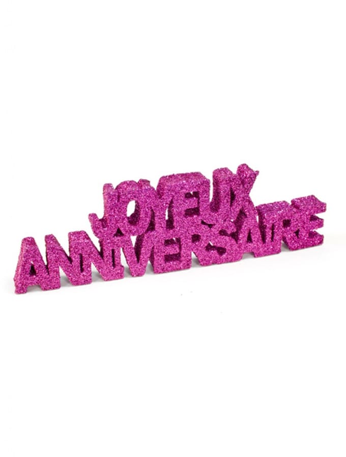 HOBI - Fuchsia glitter "Gelukkige Verjaardag" tafeldecoratie van polystyreen