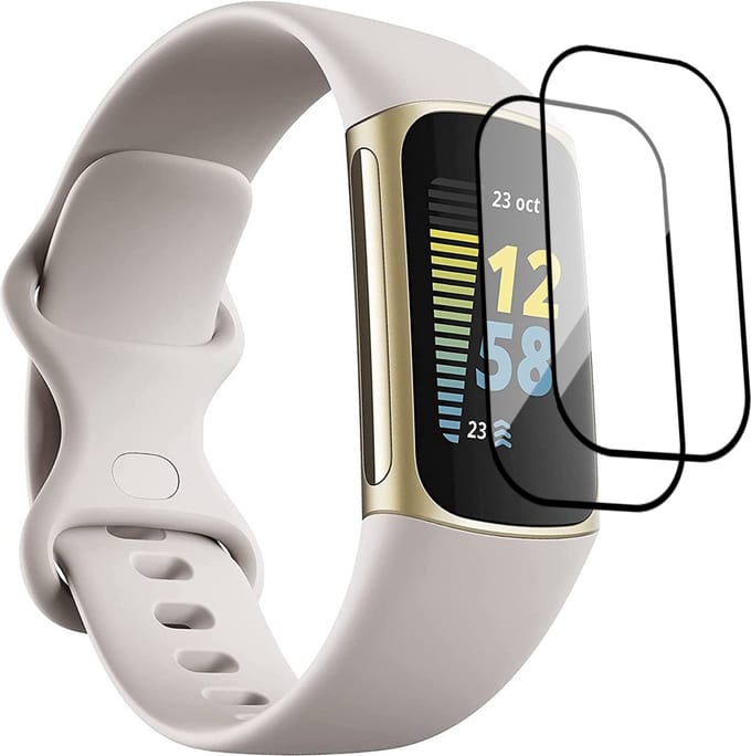 2x Full Screenprotector geschikt voor Fitbit Charge 5 [Volledig Dekkend Full Screen Folie]