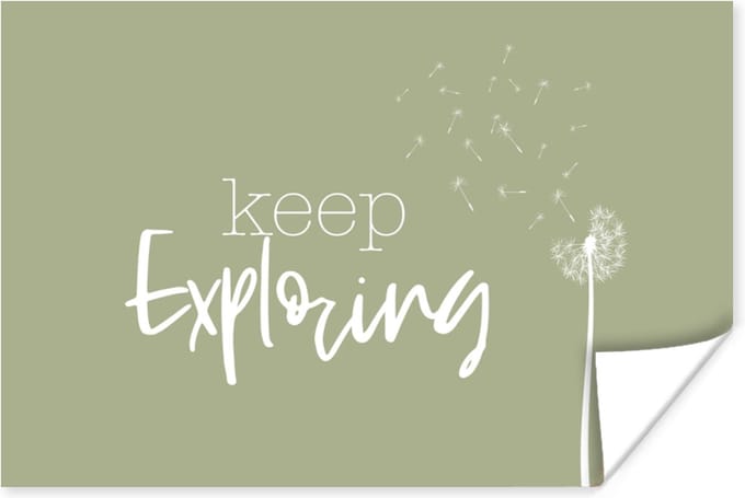 Poster Spreuken - Quotes - Keep exploring - Reizen - 30x20 cm