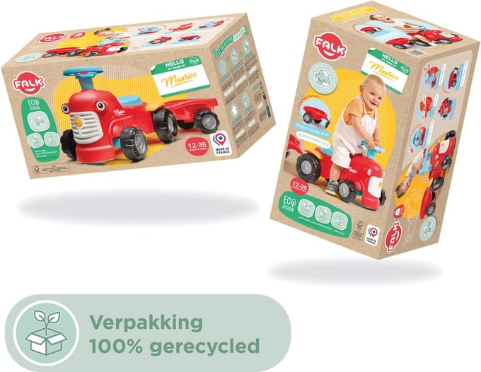 FALK Looptractor Maurice met Trailer Rood