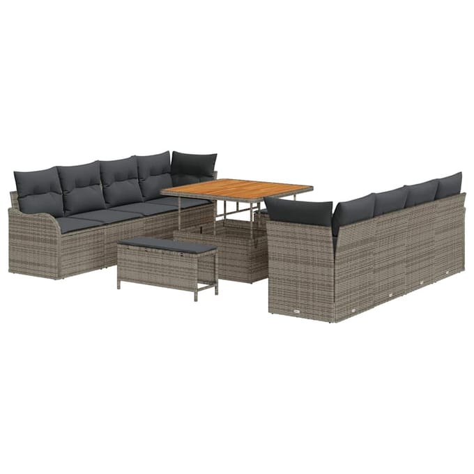 vidaXL Tuin Sofa Set 11 st 10-Aantal zitplaatsen Grijs