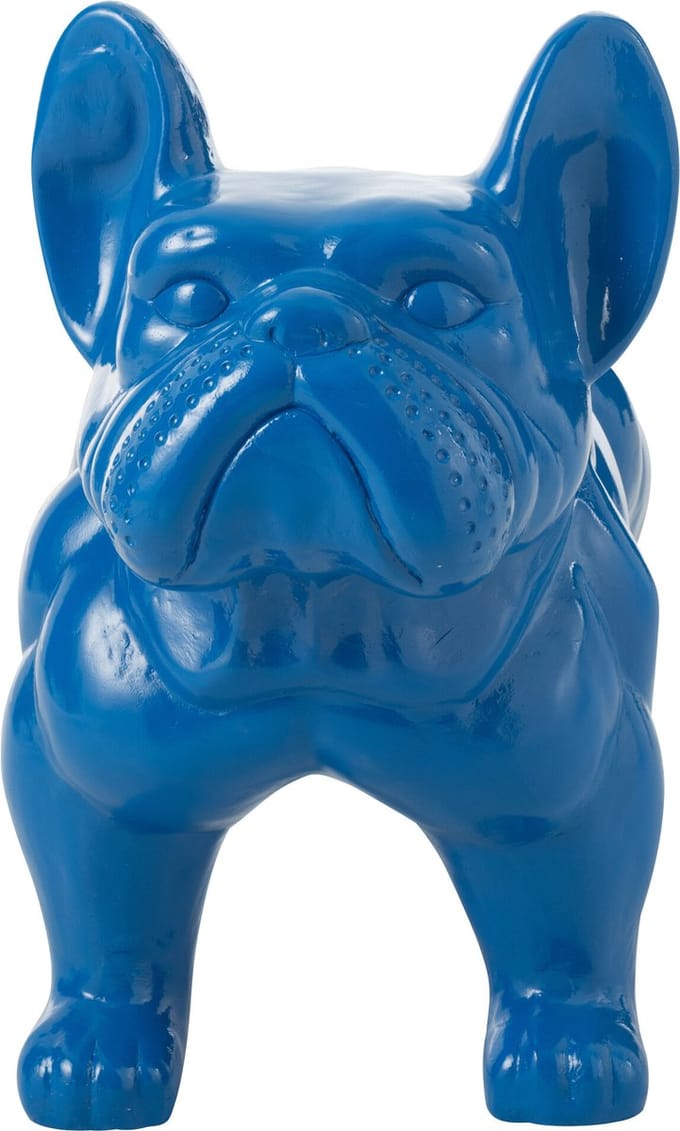 J-Line decoratie Bulldog - hout - blauw