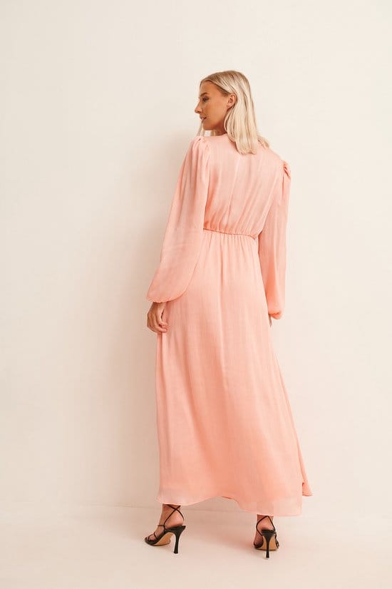 NA-KD - Maat 36 - Balloon Sleeve Structured Maxi Dress Dames Jurk