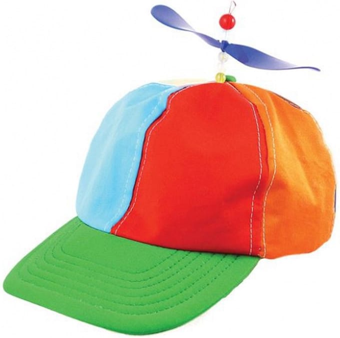 Gekleurde pet met gekleurde propeller - 2x - Verkleed accessoire - baseballcaps - carnaval - clown