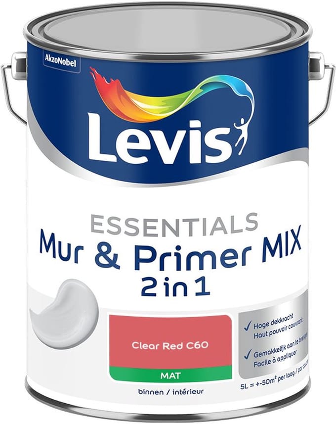 Levis - Essentials Mur & Primer Mix - Clear Red C60 - Mengverf - 5 L