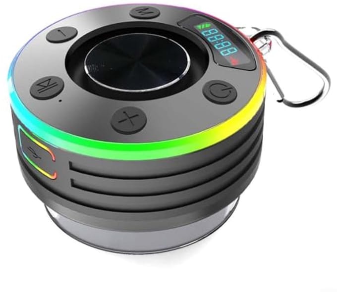 Draadloze Bluetooth Doucheluidspreker - IPX7 Waterdicht met FM-Radio en LED-Display