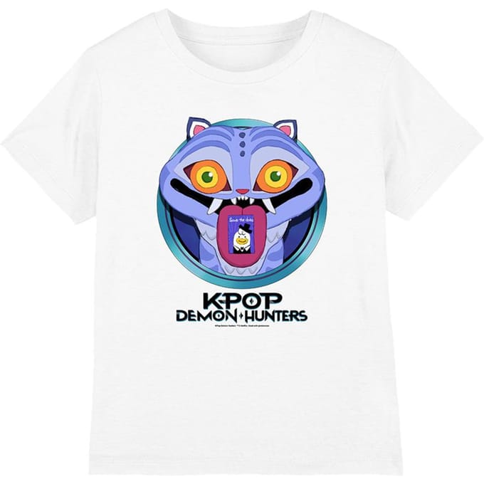 K-Pop Demon Hunters Kinderen/Kinderen Save The Date Derpy Tijger Cartoon T-shirt (Wit)