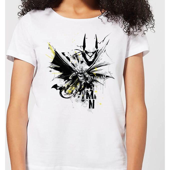 DC Comics Batman Batface Splash Dames T-shirt - Wit - XL