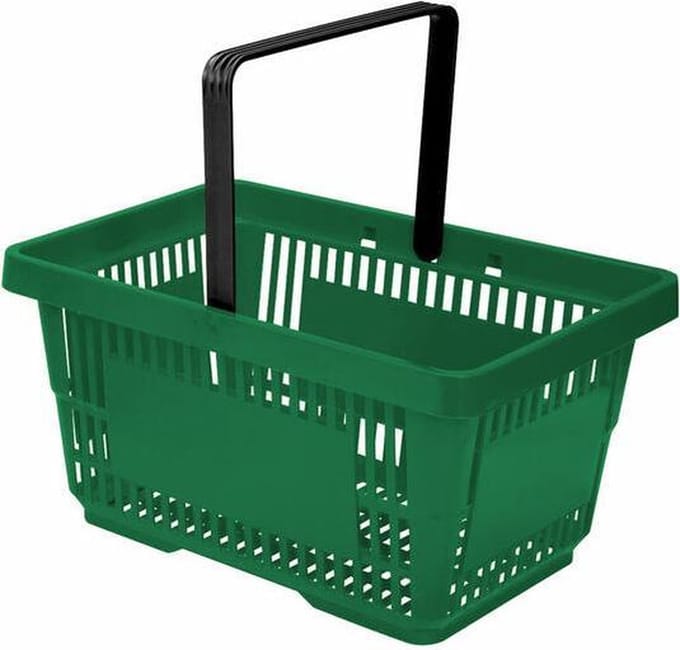 Winkelmandje 20 liter - groen - 1 handgreep - 10 stuks