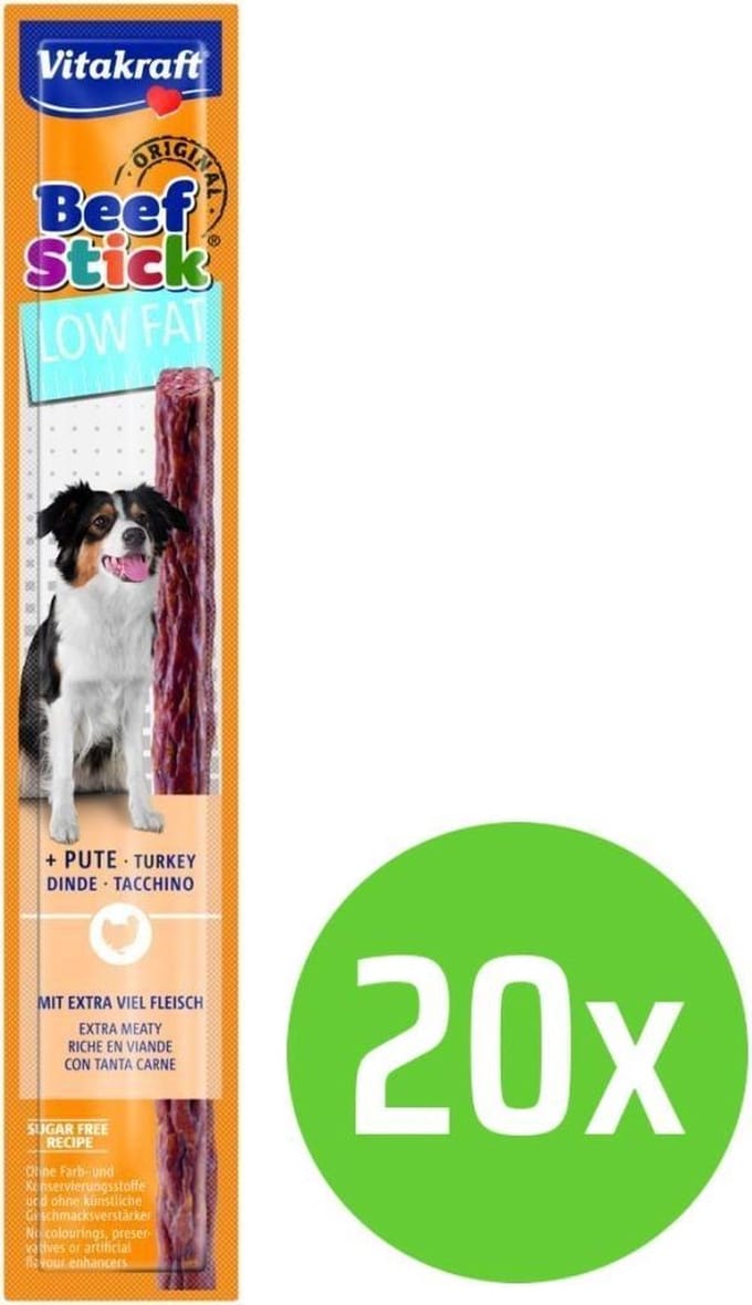 Vitakraft beefstick low fat - hondensnack - 12 gram - 20 verpakkingen