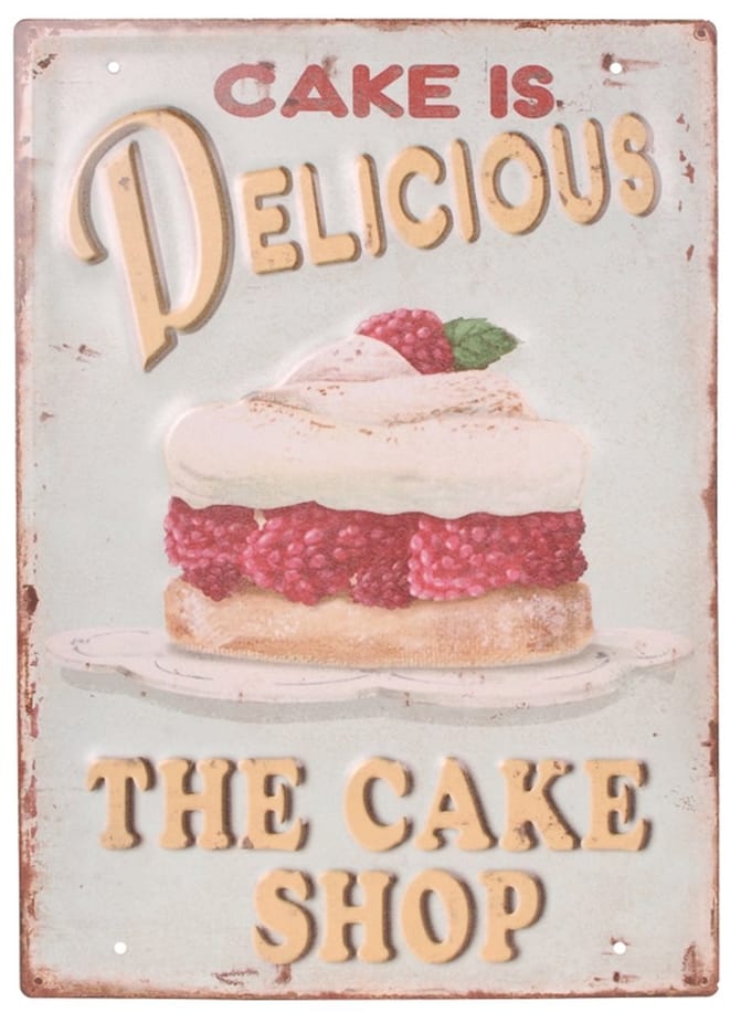 Metalen plaat - cake is delicious