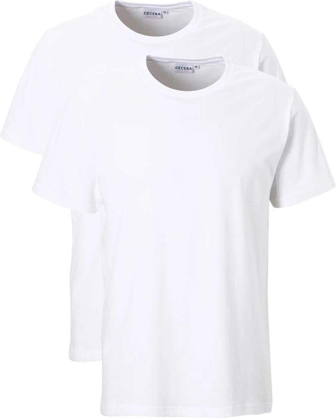 CECEBA Maverick American T-shirt - 2-pack - ronde hals - Wit