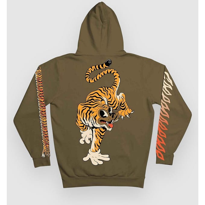 The Dudes Tiger Bear Classic Premium Hoodie groen