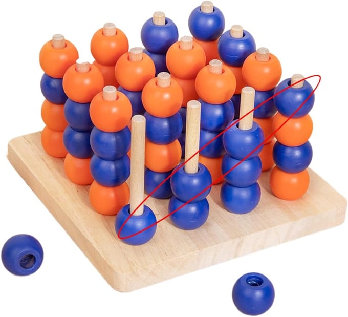Vier Op Een Rij - Houten Spel - Logisch Denken - Driedimensionaal Ontwerp - 13 cm - Niet gespecificeerd
