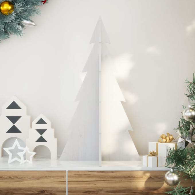 vidaXL Kerstdecoratie kerstboom 80 cm massief grenenhout wit