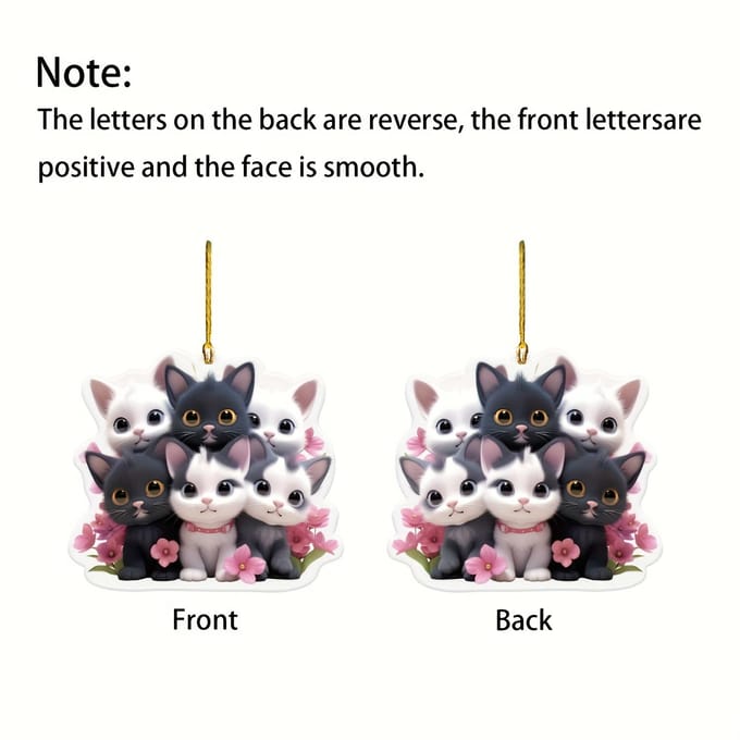 Handgemaakte Schattige Kat Auto Bedel Hanger voor Tassen en Sleutels Cute cat black