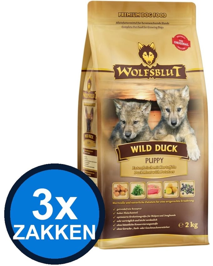 3x Wolfsblut - Puppy Wild Duck - Hondenvoer Droogvoer - 2 kg