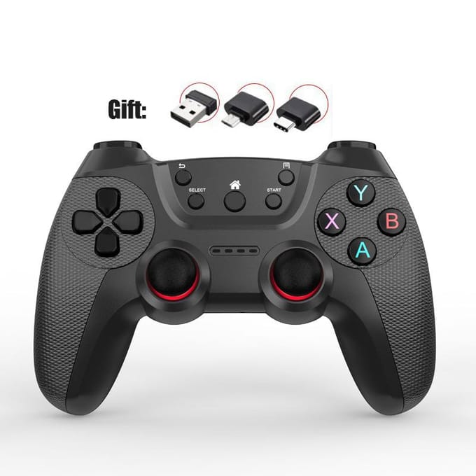 VAORLO Draadloze verdubbelt game Controller Voor Linux/Android telefoon Voor Game Box Game stick PC Smart TV Box 2.4G gamepad Joystick black