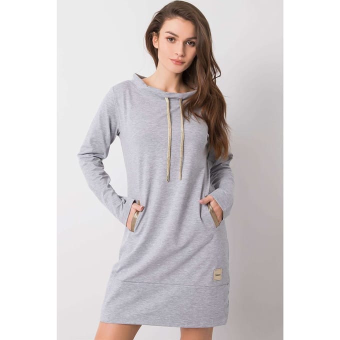 Cotton Pocket Charm Dress - Grey / S/M