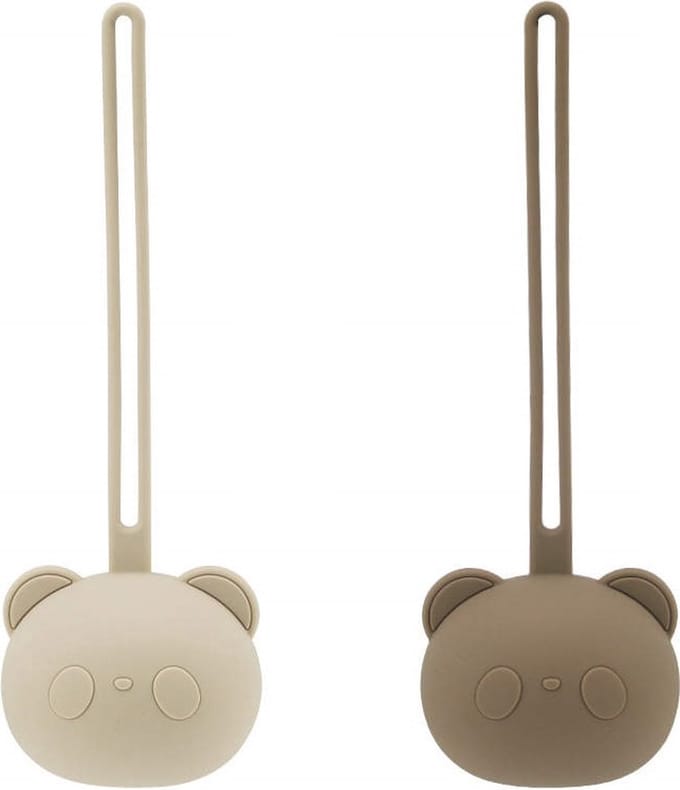 2 Stuks - Siliconen Speenhouder Beervorm - Taupe en Beige